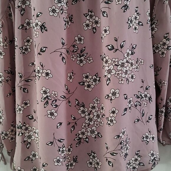 Loft Outlet sheer light mauve floral tunic  blouse Sz L - Picture 2 of 5